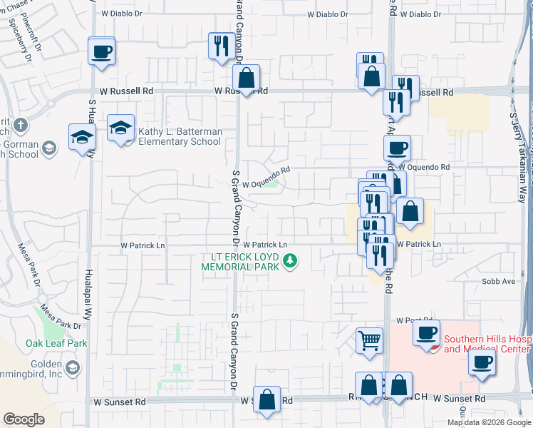 map of restaurants, bars, coffee shops, grocery stores, and more near 9720 Villa Cache Court in Las Vegas