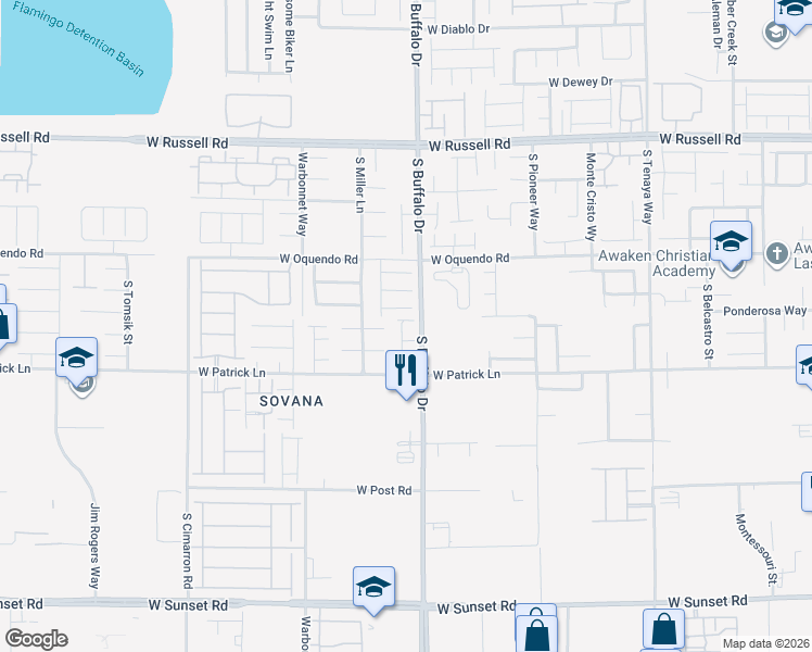map of restaurants, bars, coffee shops, grocery stores, and more near 7825 Flintshire Court in Las Vegas