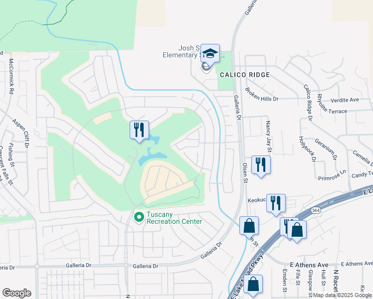map of restaurants, bars, coffee shops, grocery stores, and more near 1012 Via Lombardi in Henderson