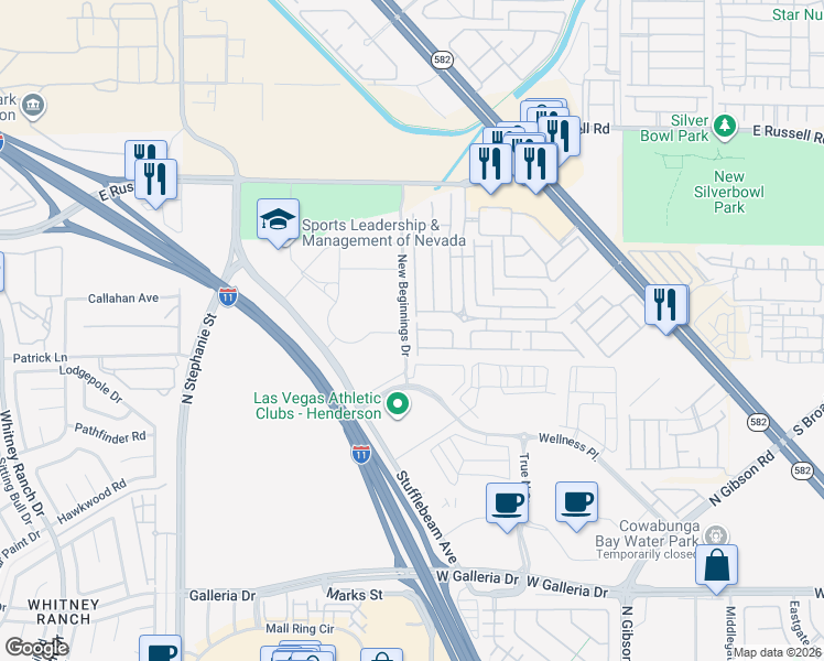 map of restaurants, bars, coffee shops, grocery stores, and more near 6057 Slow Bob Street in Henderson