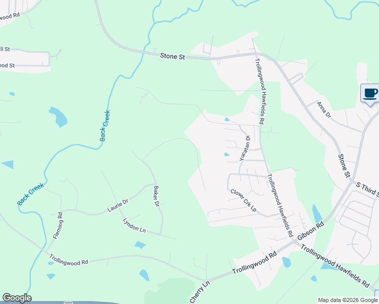 map of restaurants, bars, coffee shops, grocery stores, and more near 736 Baker Ct in Haw River