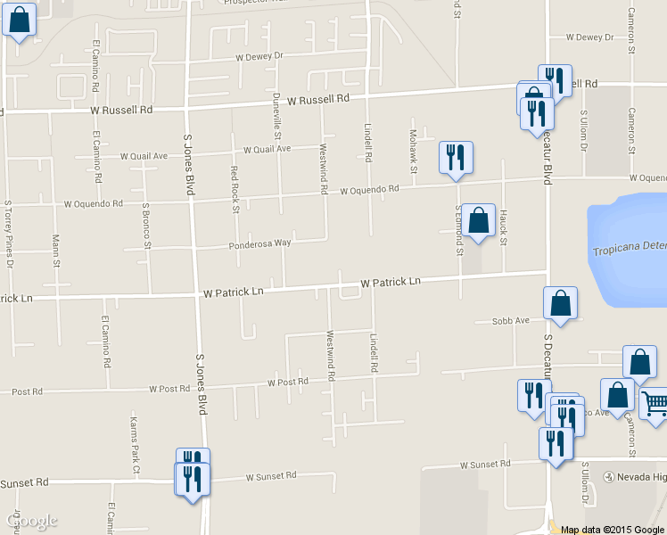map of restaurants, bars, coffee shops, grocery stores, and more near 5620 W Patrick Ln in Las Vegas