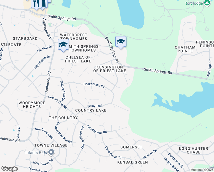 map of restaurants, bars, coffee shops, grocery stores, and more near 4032 Lancashire Drive in Nashville