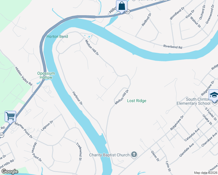 map of restaurants, bars, coffee shops, grocery stores, and more near Mountain Meadow Lane in Clinton