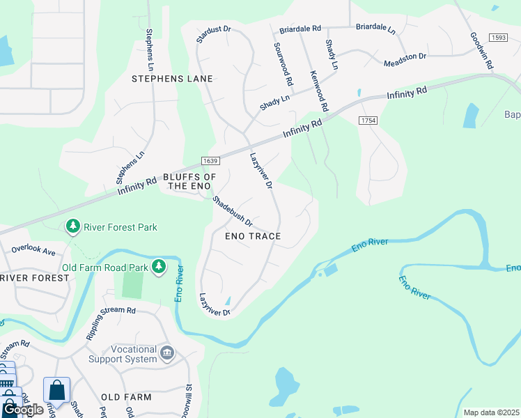 map of restaurants, bars, coffee shops, grocery stores, and more near 9 Osprey Place in Durham