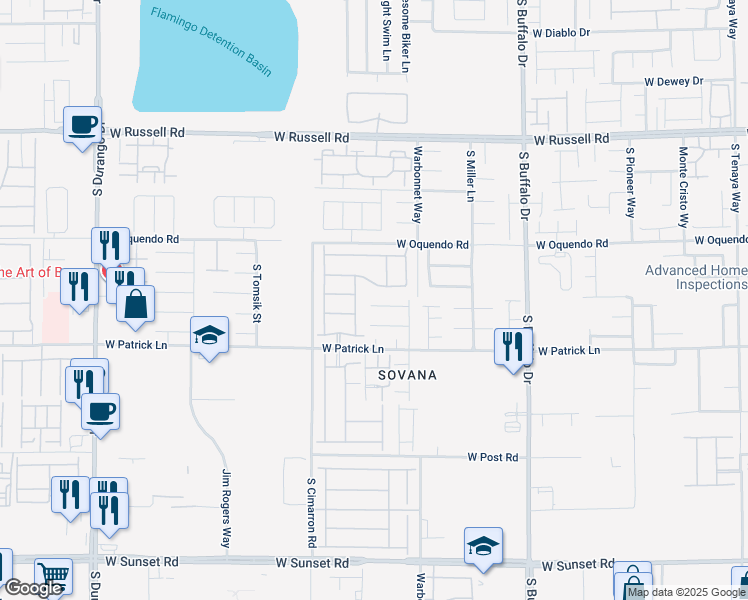 map of restaurants, bars, coffee shops, grocery stores, and more near 8086 Villa Avada Court in Las Vegas