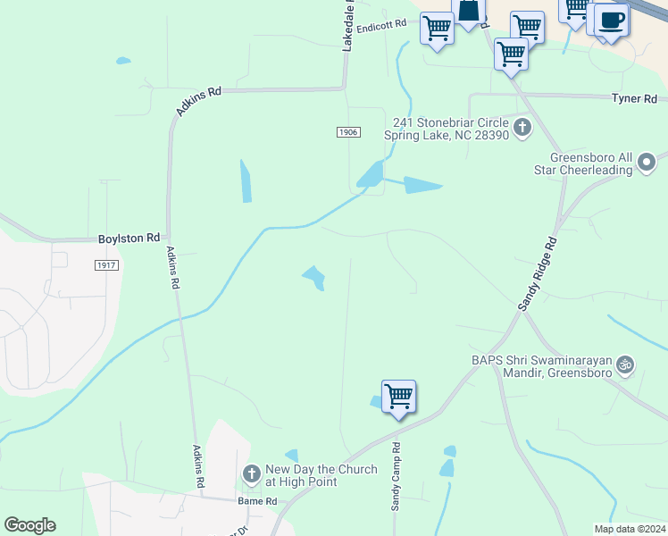 map of restaurants, bars, coffee shops, grocery stores, and more near 700 Joe Drive in High Point