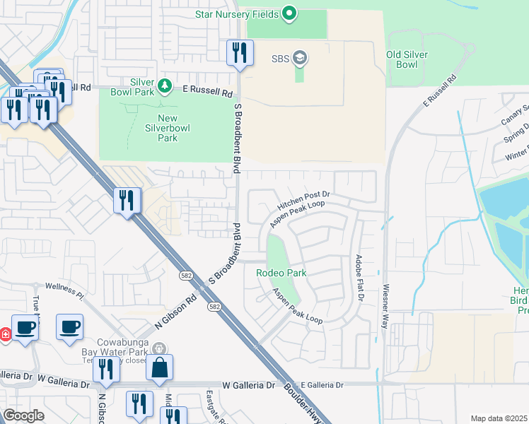 map of restaurants, bars, coffee shops, grocery stores, and more near 1065 Blue Sands Court in Henderson
