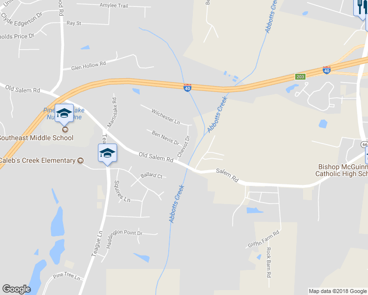 map of restaurants, bars, coffee shops, grocery stores, and more near 110 Cheviot Drive in Kernersville