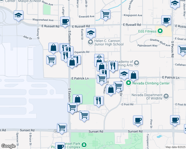 map of restaurants, bars, coffee shops, grocery stores, and more near in Las Vegas