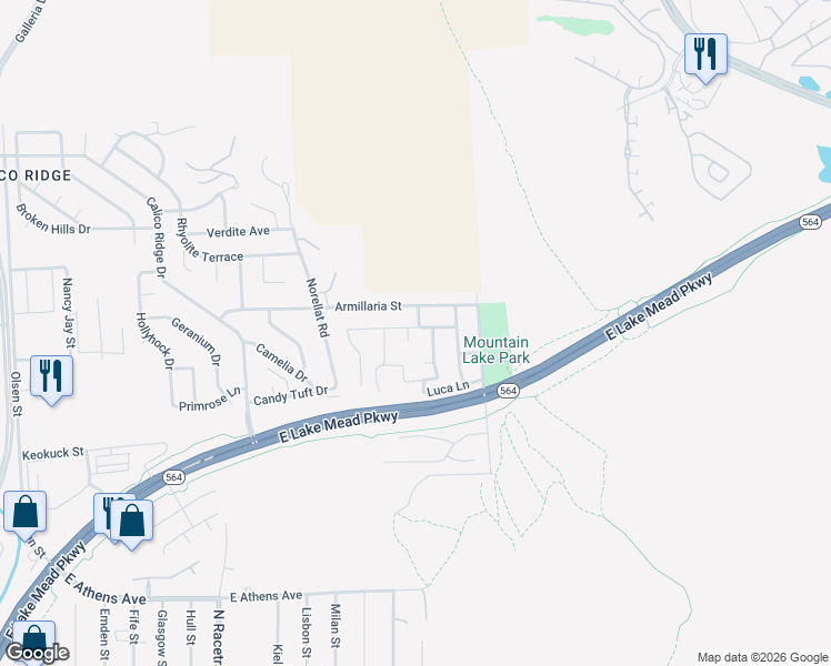 map of restaurants, bars, coffee shops, grocery stores, and more near 1026 Majesty Court in Henderson