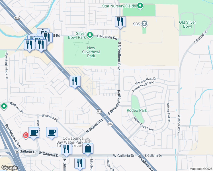 map of restaurants, bars, coffee shops, grocery stores, and more near 6034 Alachua Street in Henderson