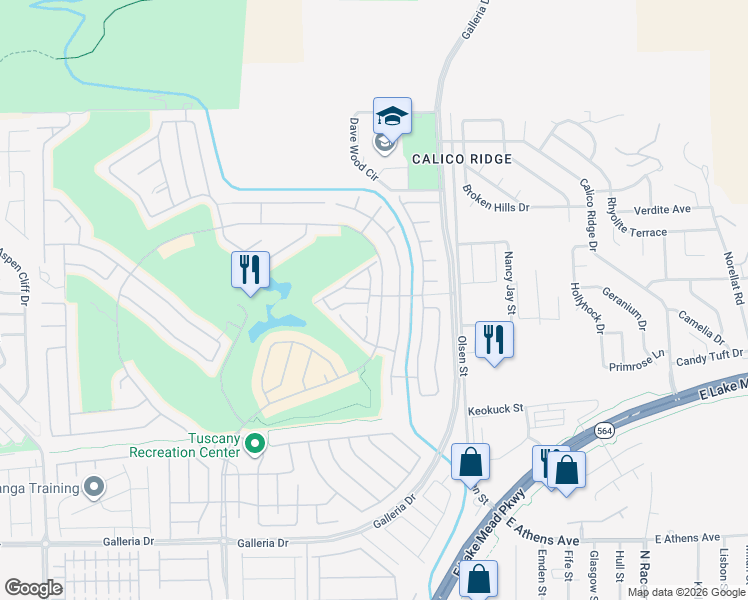 map of restaurants, bars, coffee shops, grocery stores, and more near 1036 Via Corto St in Henderson