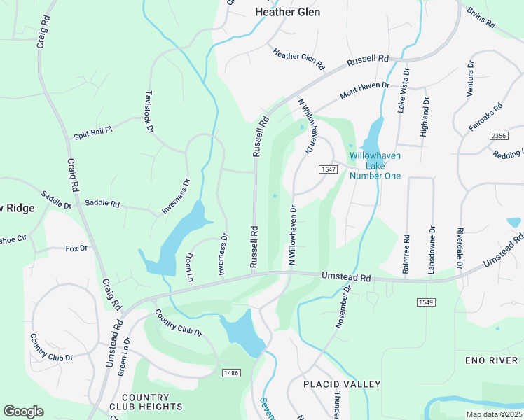 map of restaurants, bars, coffee shops, grocery stores, and more near 5126 Russell Road in Durham