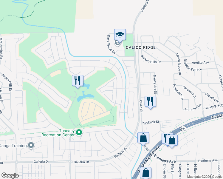 map of restaurants, bars, coffee shops, grocery stores, and more near 1036 Via Corto Street in Henderson