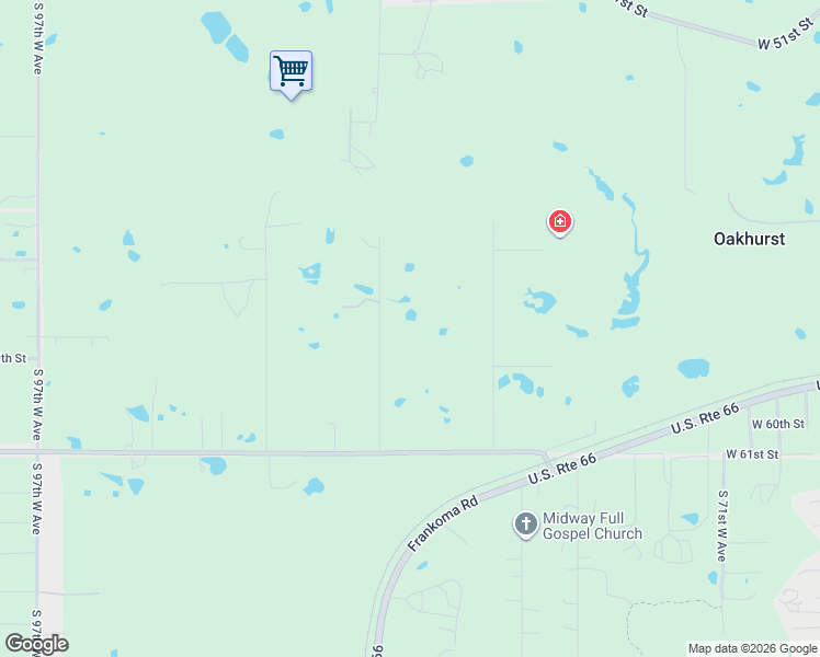 map of restaurants, bars, coffee shops, grocery stores, and more near 5689 South 83rd West Avenue in Tulsa