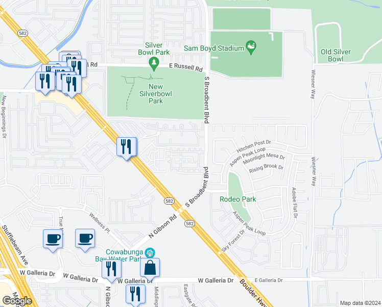 map of restaurants, bars, coffee shops, grocery stores, and more near 6947 Smiling Cloud Avenue in Henderson