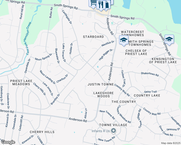 map of restaurants, bars, coffee shops, grocery stores, and more near 3013 High Rigger Drive in Nashville