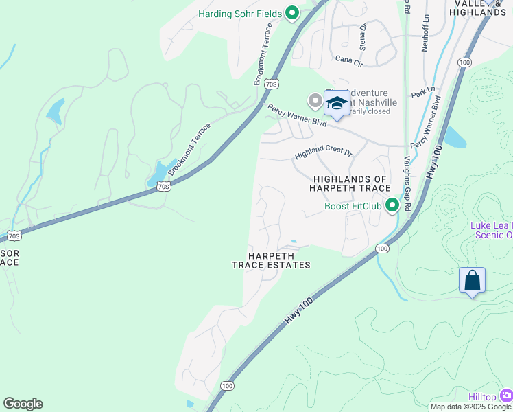 map of restaurants, bars, coffee shops, grocery stores, and more near 545 Harpeth Trace Drive in Nashville