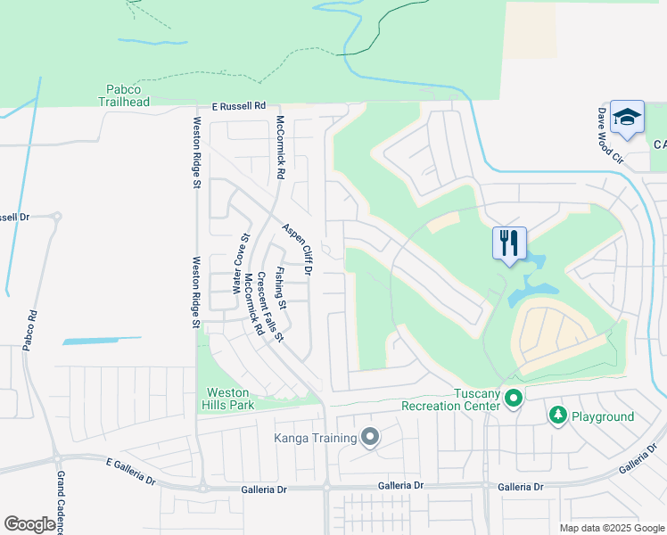 map of restaurants, bars, coffee shops, grocery stores, and more near 216 Via Luna Rosa Court in Henderson