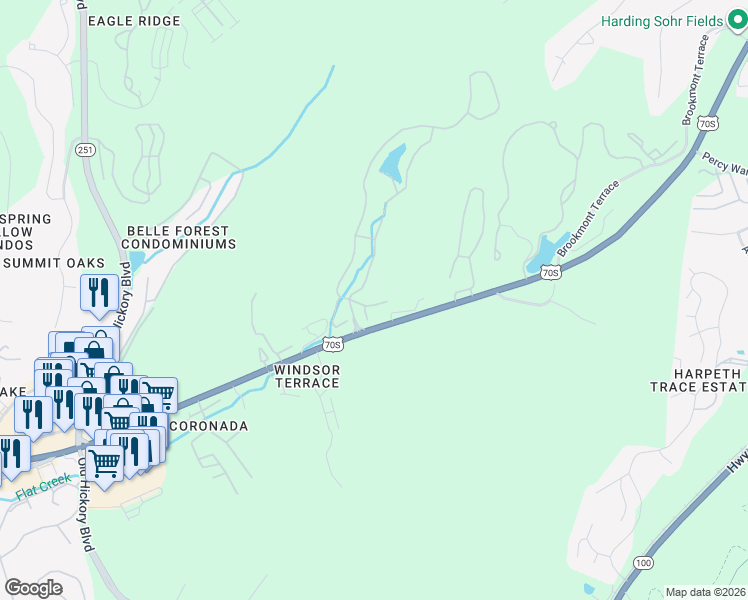 map of restaurants, bars, coffee shops, grocery stores, and more near 75 Erin Lane in Nashville