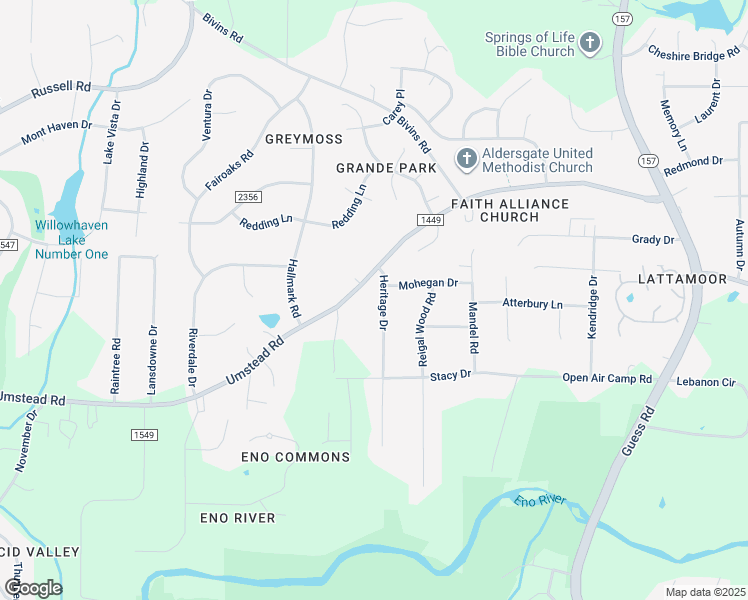 map of restaurants, bars, coffee shops, grocery stores, and more near 4913 Heritage Drive in Durham
