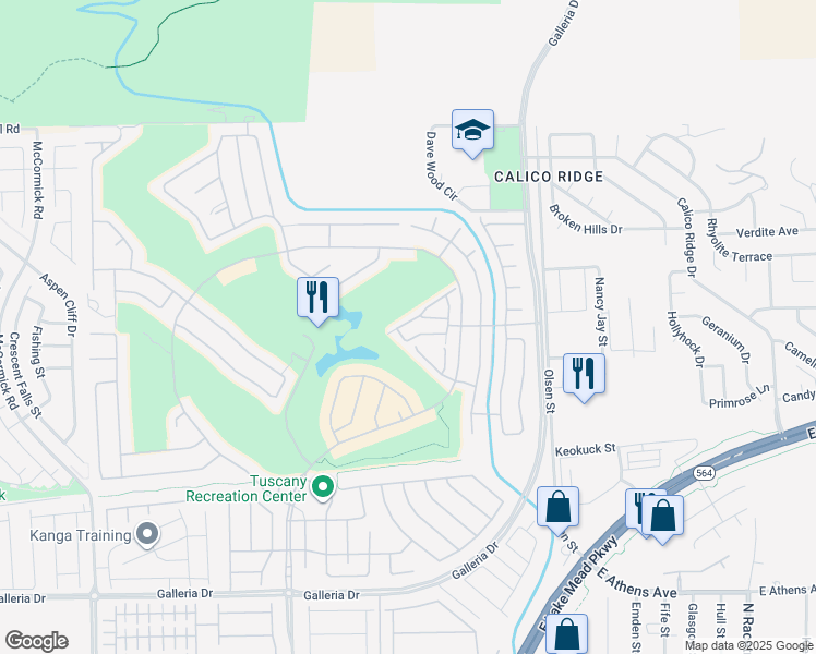 map of restaurants, bars, coffee shops, grocery stores, and more near 980 Via Panfilo Avenue in Henderson
