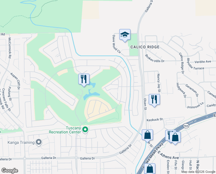 map of restaurants, bars, coffee shops, grocery stores, and more near 980 Via Panfilo Avenue in Henderson