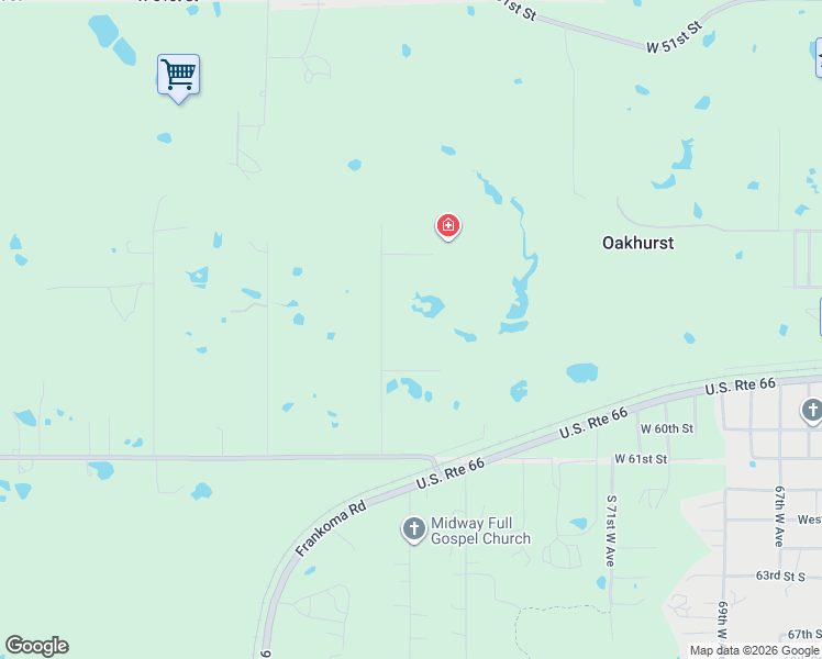 map of restaurants, bars, coffee shops, grocery stores, and more near 5739 South 81st West Avenue in Tulsa