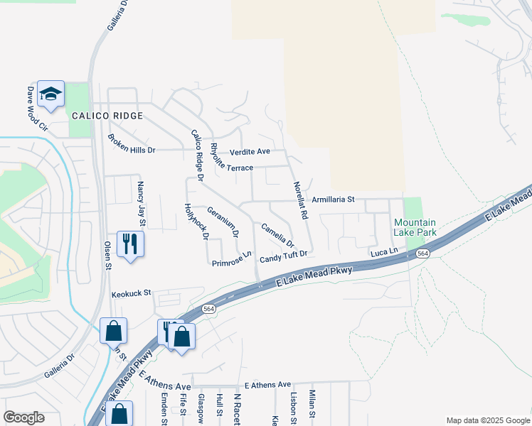 map of restaurants, bars, coffee shops, grocery stores, and more near 1046 Chanterelle Drive in Henderson