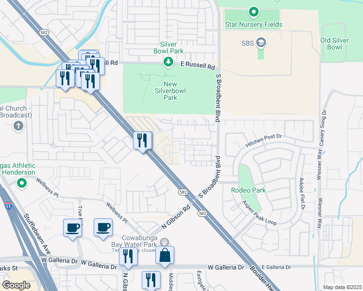 map of restaurants, bars, coffee shops, grocery stores, and more near 6013 Aripeka Street in Henderson