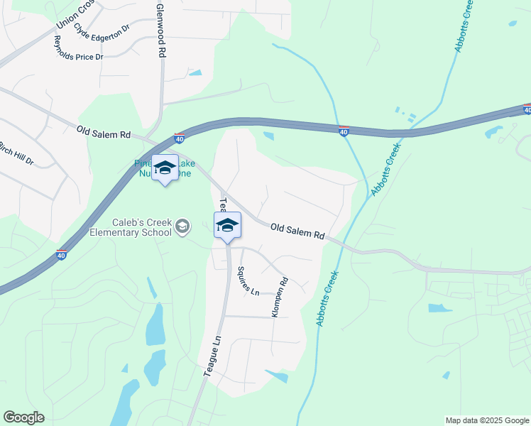 map of restaurants, bars, coffee shops, grocery stores, and more near 1269 Old Salem Road in Kernersville