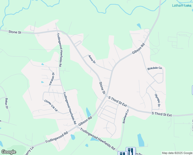 map of restaurants, bars, coffee shops, grocery stores, and more near 1042 South 3rd Street Extension in Mebane