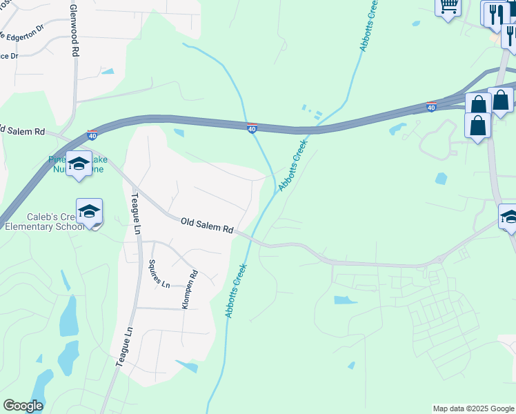 map of restaurants, bars, coffee shops, grocery stores, and more near 110 Cheviot Drive in Kernersville
