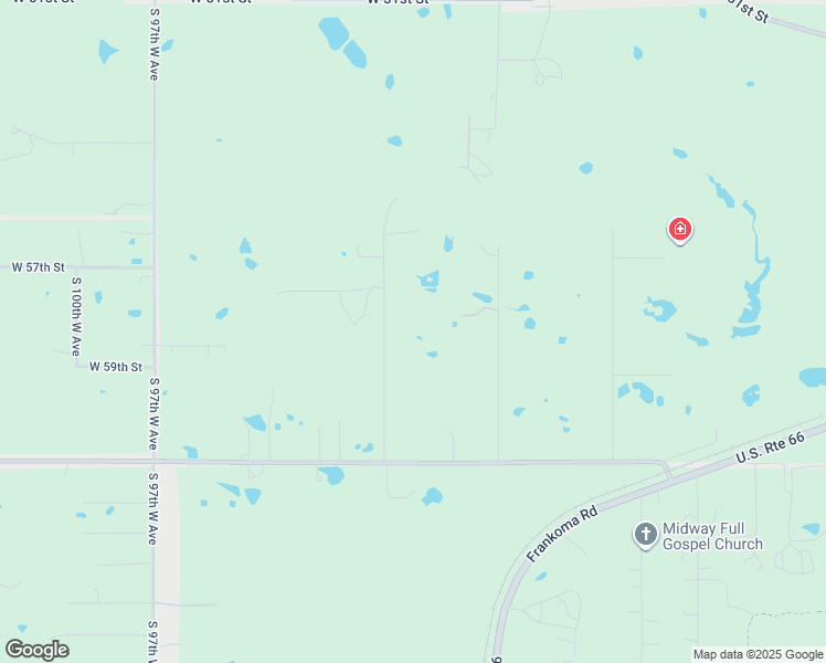map of restaurants, bars, coffee shops, grocery stores, and more near 5687 South 89th West Avenue in Tulsa
