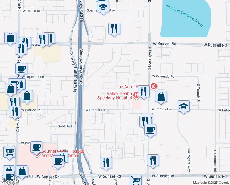 map of restaurants, bars, coffee shops, grocery stores, and more near 8808 Settlers Pointe Ct in Las Vegas