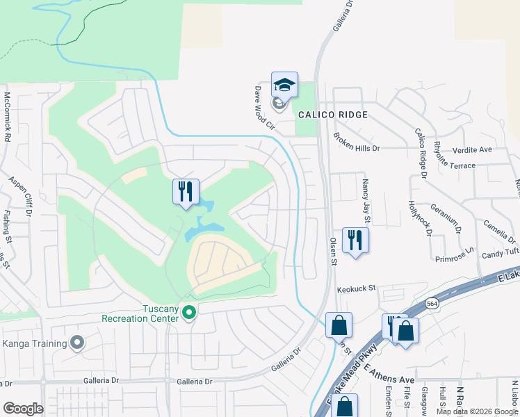 map of restaurants, bars, coffee shops, grocery stores, and more near 1036 Via Corto Street in Henderson