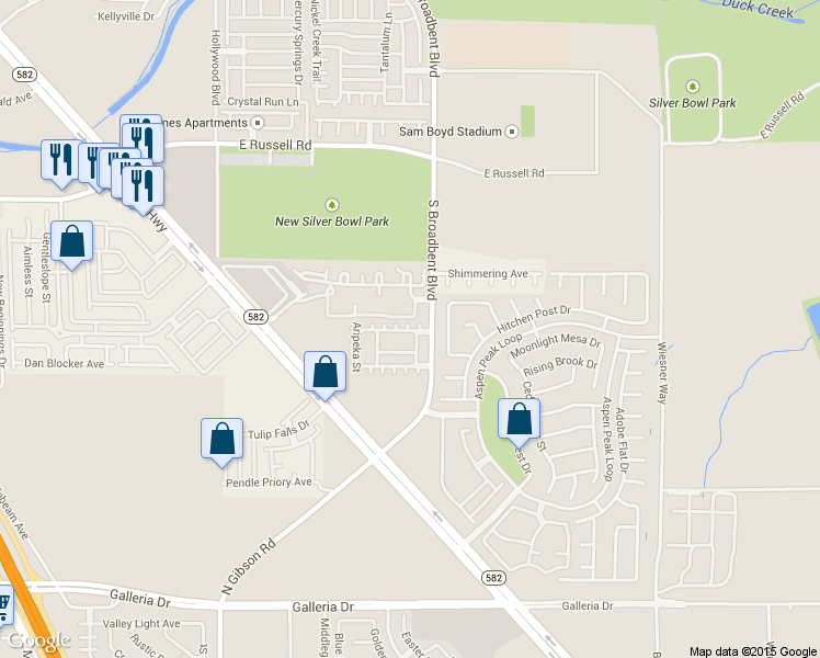 map of restaurants, bars, coffee shops, grocery stores, and more near 6952 Smiling Cloud Avenue in Henderson