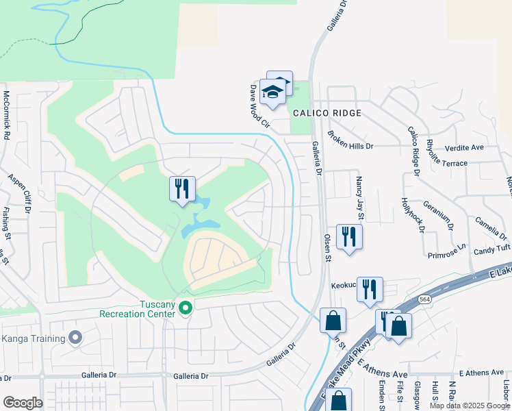 map of restaurants, bars, coffee shops, grocery stores, and more near 1040 Via Panfilo Avenue in Henderson