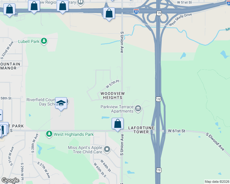 map of restaurants, bars, coffee shops, grocery stores, and more near 5717 South Vancouver Avenue in Tulsa