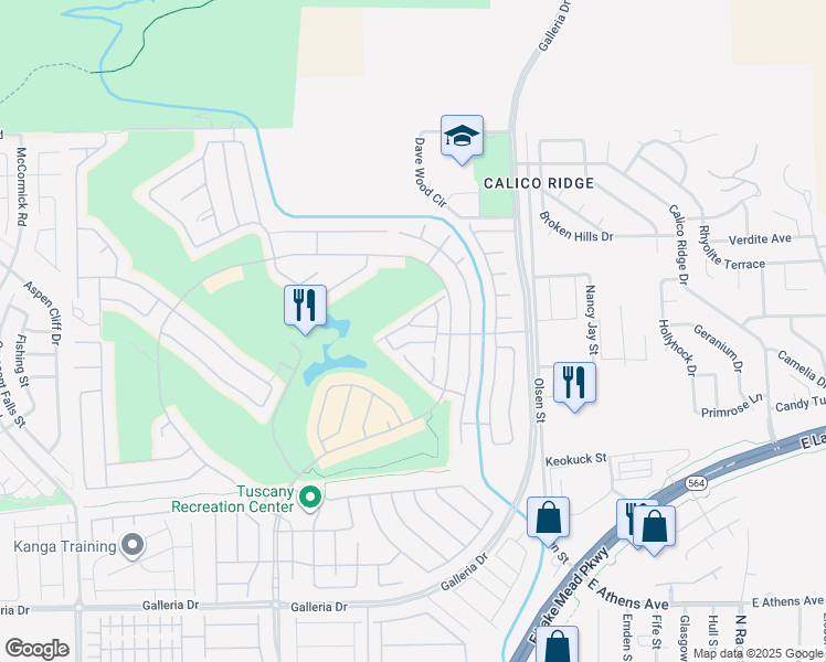 map of restaurants, bars, coffee shops, grocery stores, and more near 1024 Via Panfilo Avenue in Henderson