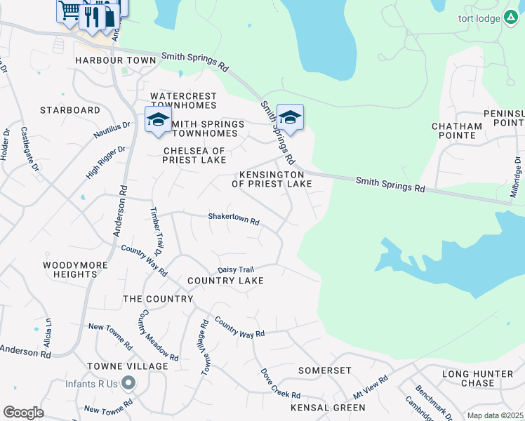 map of restaurants, bars, coffee shops, grocery stores, and more near 4032 Lancashire Drive in Nashville