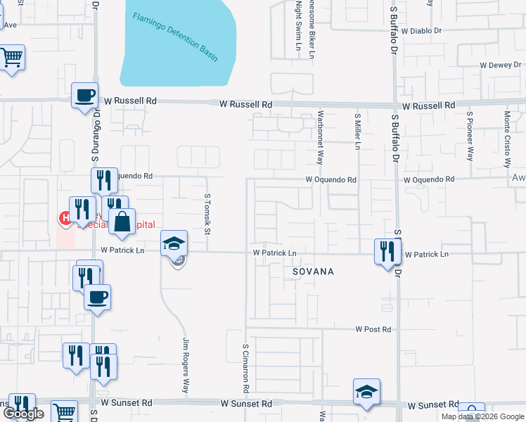 map of restaurants, bars, coffee shops, grocery stores, and more near 8162 Seminario Avenue in Las Vegas