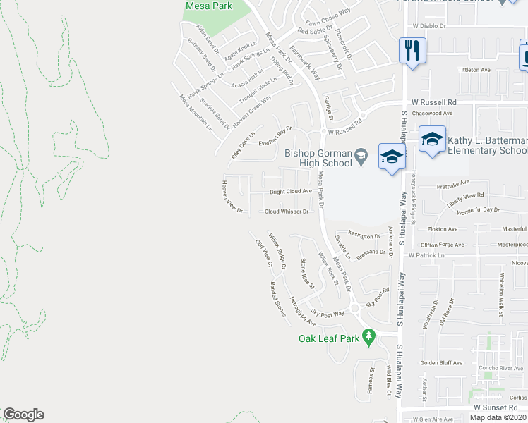 map of restaurants, bars, coffee shops, grocery stores, and more near Windy Sky Pass in Las Vegas