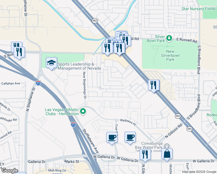 map of restaurants, bars, coffee shops, grocery stores, and more near 6355 Rusticated Stone Avenue in Henderson