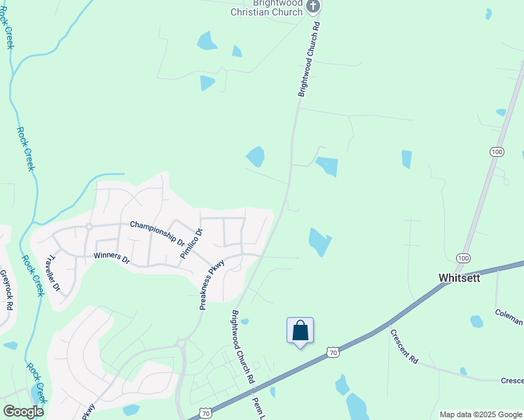 map of restaurants, bars, coffee shops, grocery stores, and more near 6921 East Whirlaway Court in Whitsett