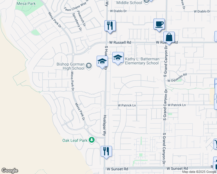 map of restaurants, bars, coffee shops, grocery stores, and more near 5993 Honeysuckle Ridge Street in Las Vegas