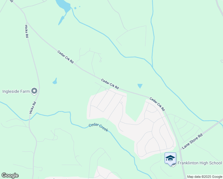 map of restaurants, bars, coffee shops, grocery stores, and more near 70 Shining Amber Way in Franklinton
