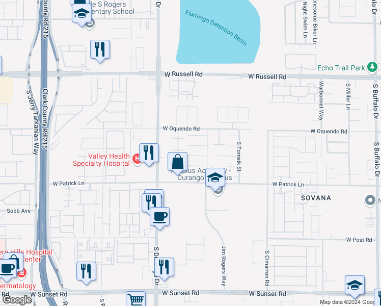 map of restaurants, bars, coffee shops, grocery stores, and more near 8474 Chinook Candy Court in Las Vegas