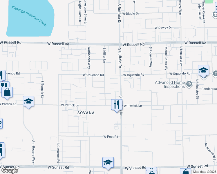 map of restaurants, bars, coffee shops, grocery stores, and more near 5975 Lindenberry Walk Street in Las Vegas
